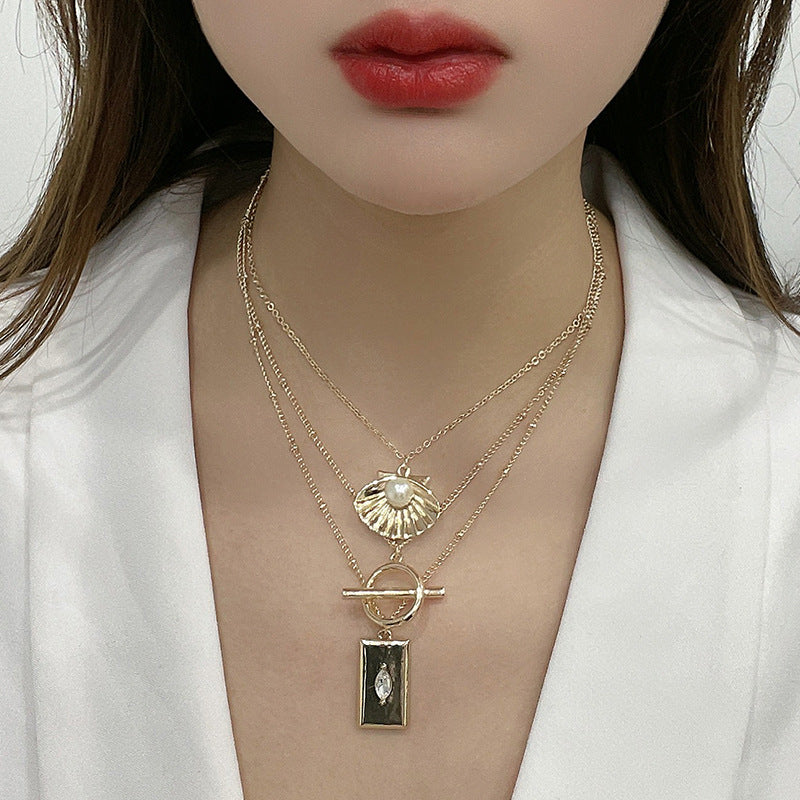 Wholesale Tarot Card Element Multi-layer Stacking Necklaces