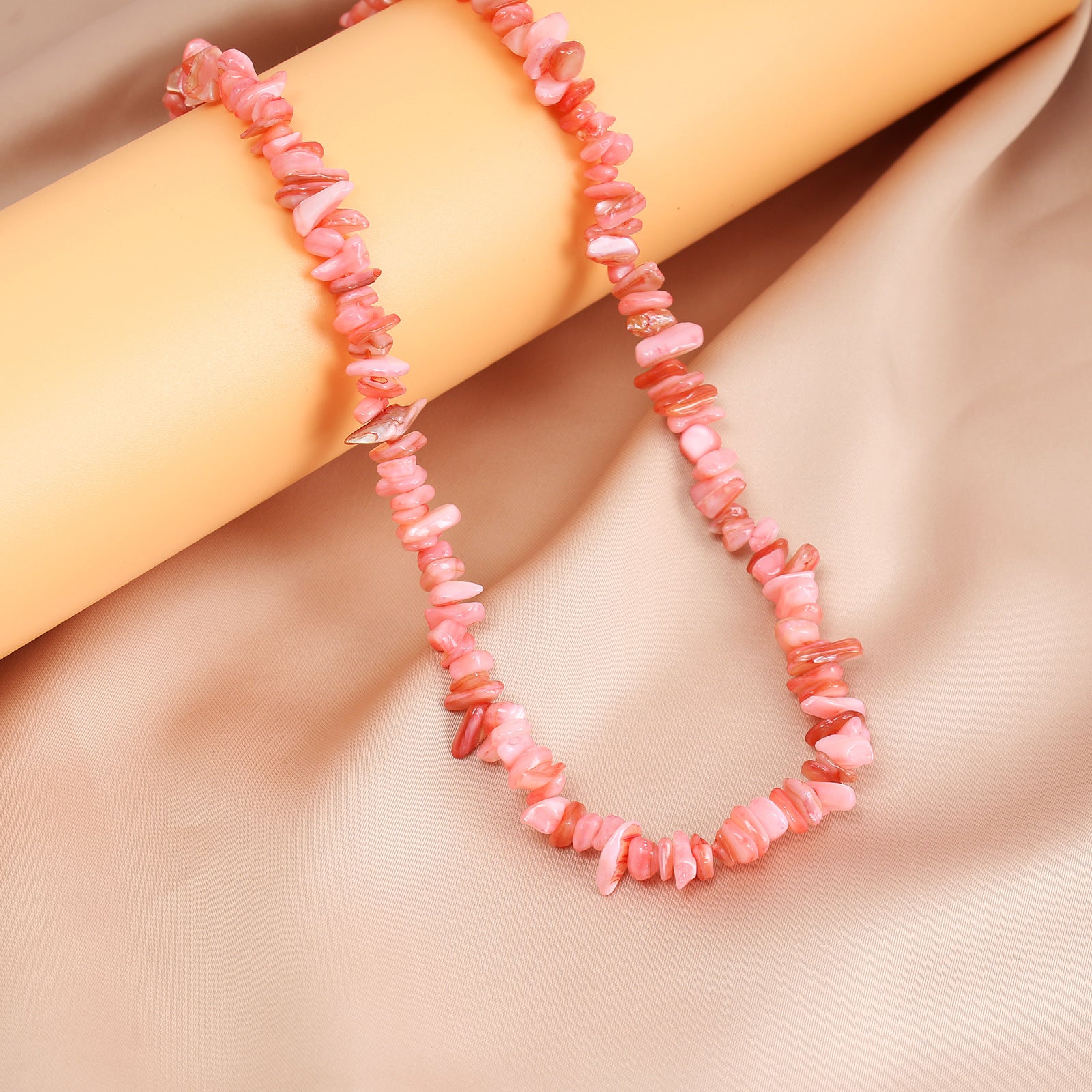 Wholesale Summer vacation new colorful irregular natural shell handmade beaded necklace