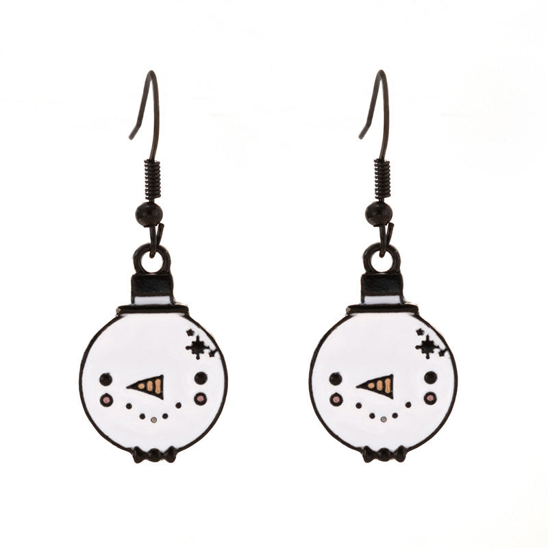 Wholesale Christmas Snowman Elk Candy Santa Claus Alloy Earrings
