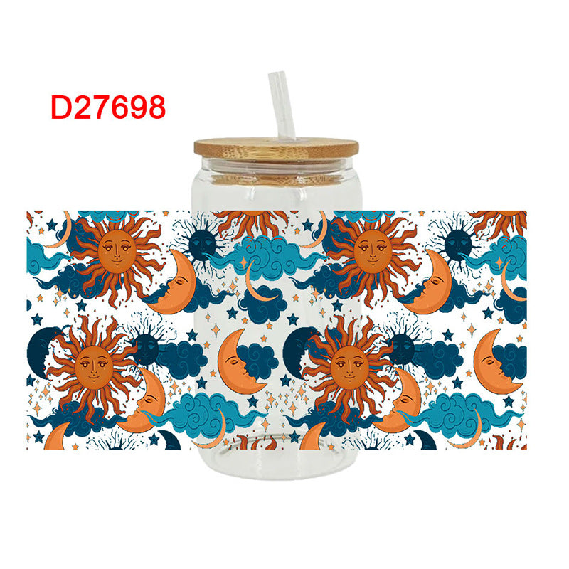 Wholesale Sun Moon Star Rainbow 16oz Cup UV DTF Wraps