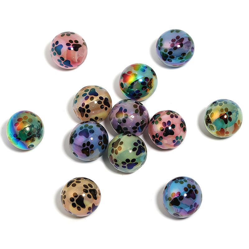 Wholesale  Random 100pcs/pack  Acrylic black cat paw print bead   Acrylic Beads