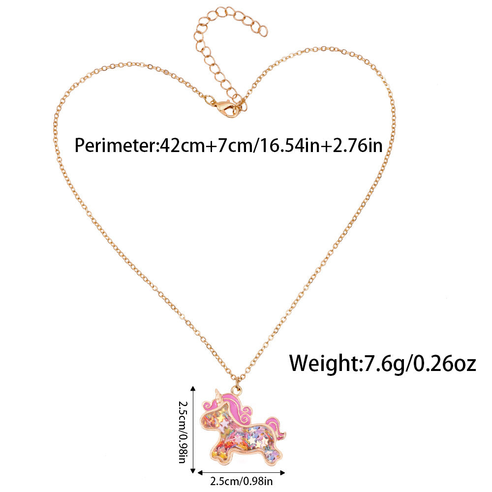 Wholesale Cute unicorn with sequin necklace inside