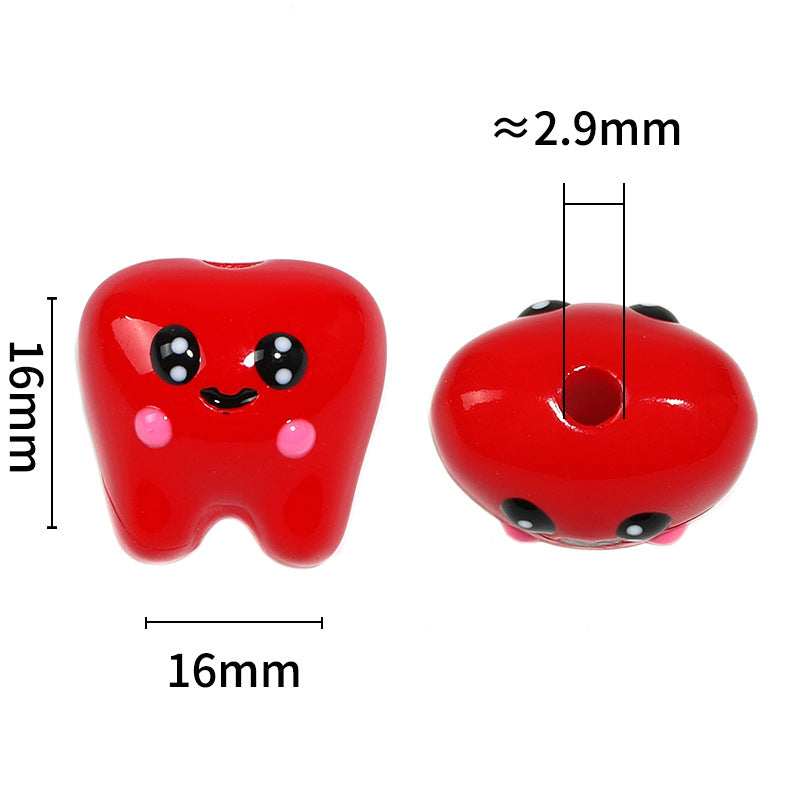 Wholesale 50pcs Acrylic Smiley Face Teeth Beads