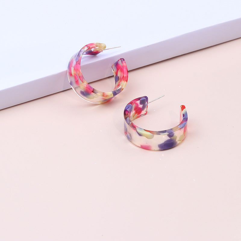 Wholesale Geometric C Circle Acetate Translucent Ripple Earrings