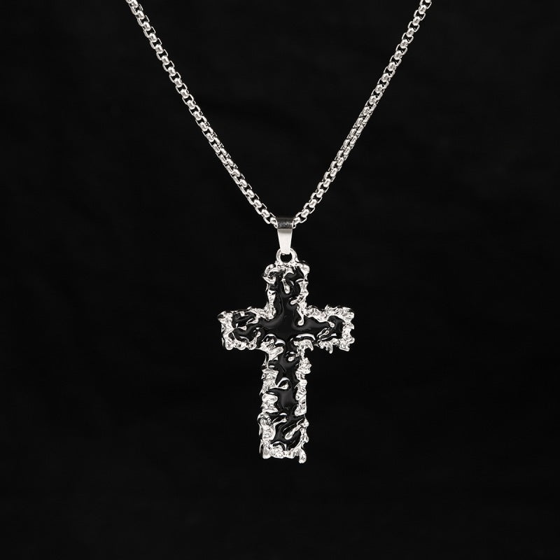 Wholesale  Retro Color-free Male Decoration Cross Pendant Necklace Simple Woolen Chain