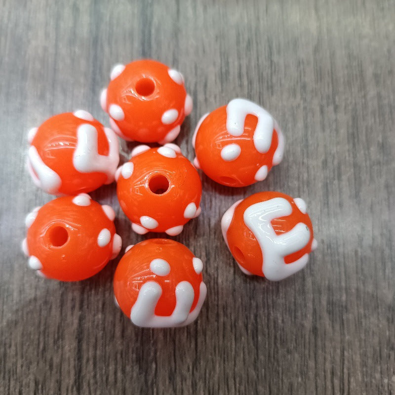 Wholesale 200pcs Hand-painted round beads DIY letters cake beads