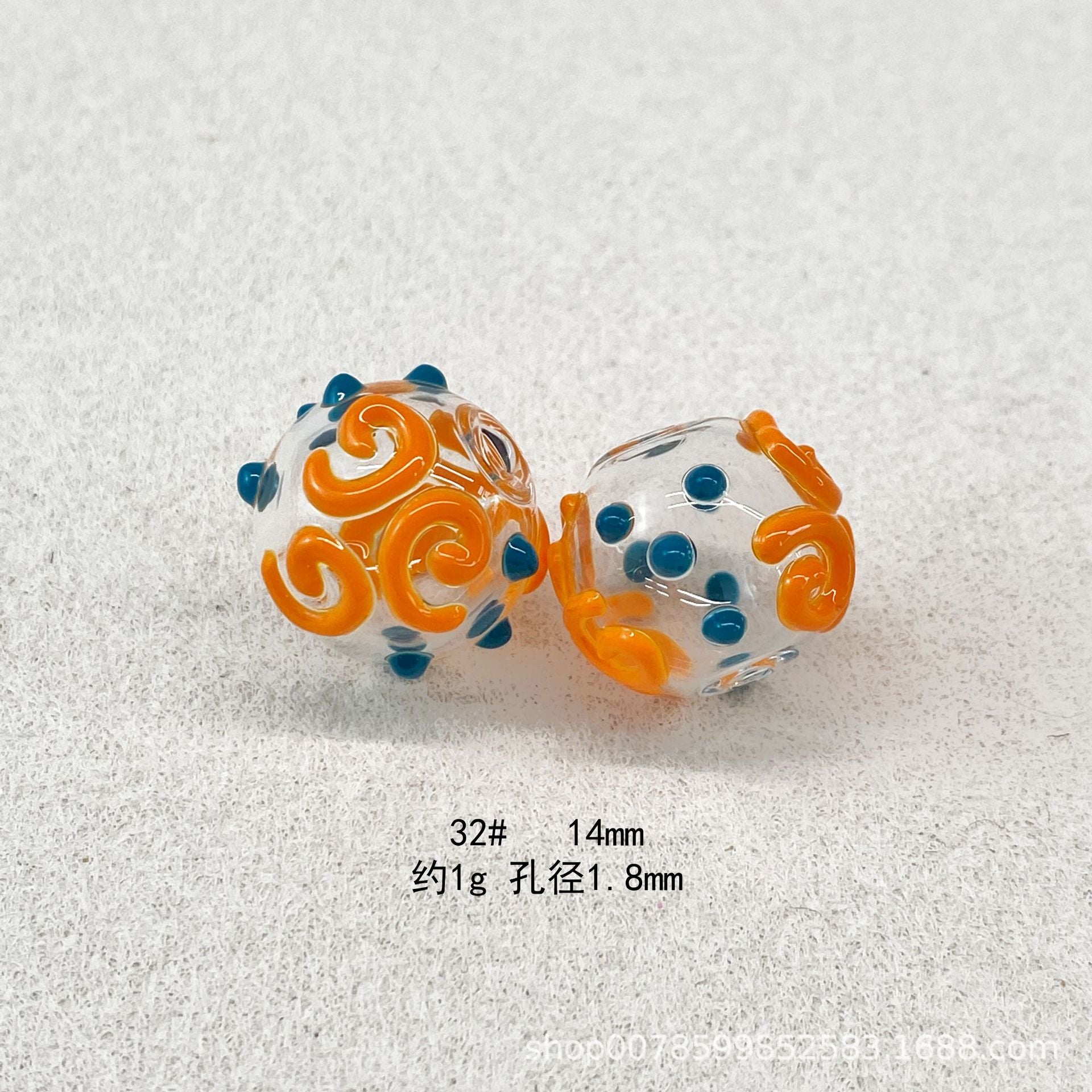 Wholesale 10pcs Transparent hollow glass heart-shaped polka dot hand-painted flower beads