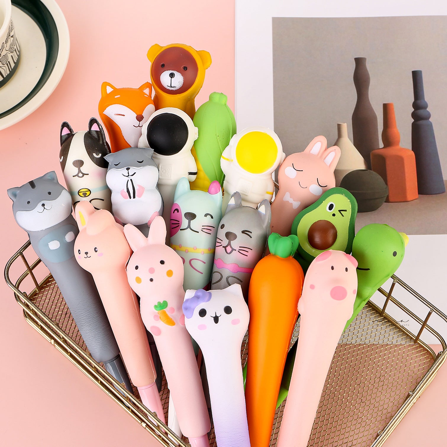 Bolígrafo de alivio de tensión de dibujos animados de plástico al por mayor