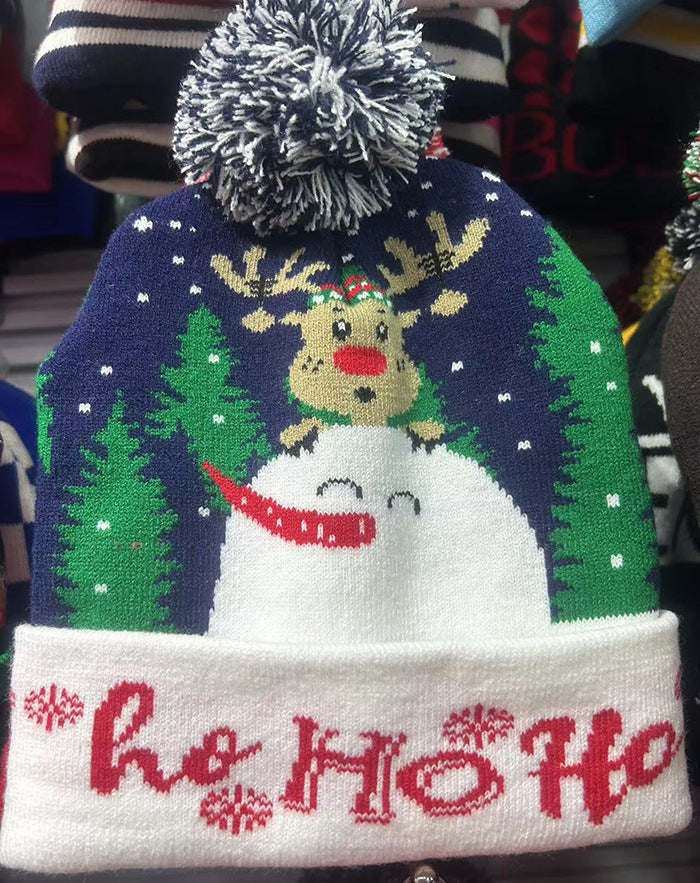 Wholesale Colorful Luminous Knitted Hat Christmas Warm Beanie