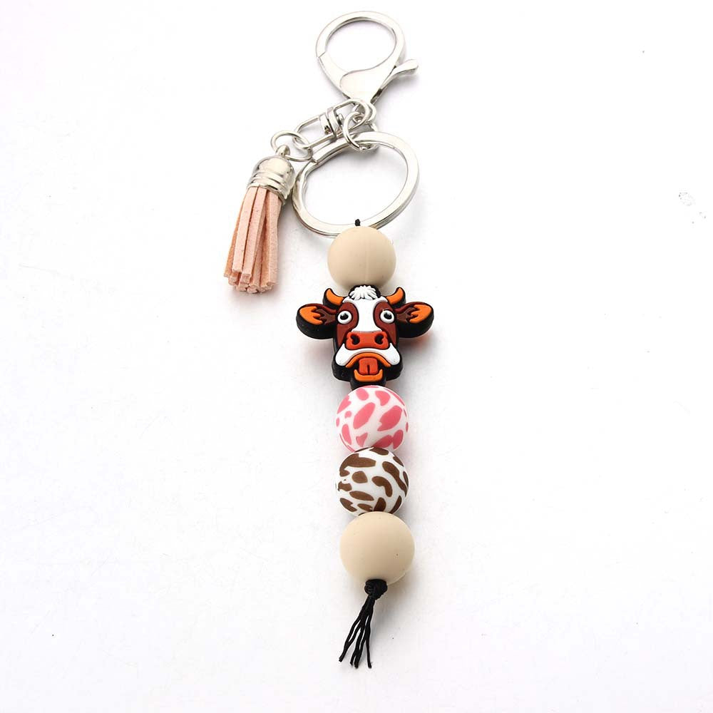 Wholesale Silicone Bead Tassel Keychain