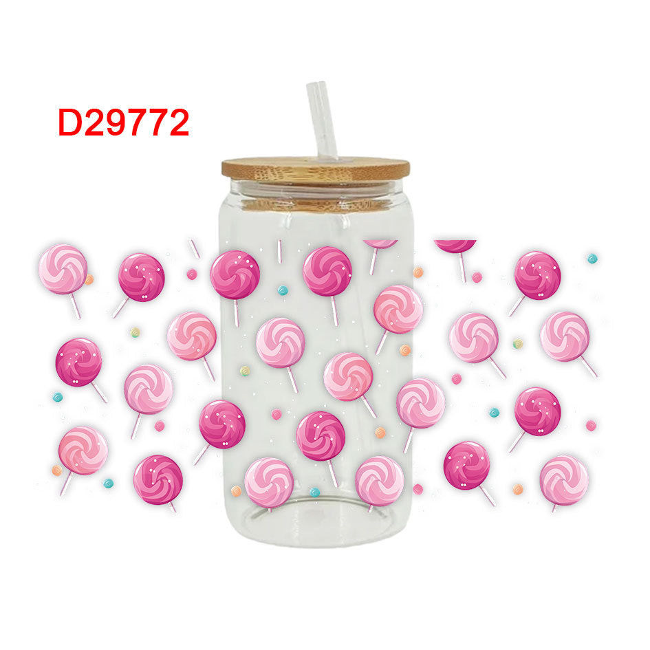 Wholesale Pink dessert ice cream 16oz Cup UV DTF Wraps