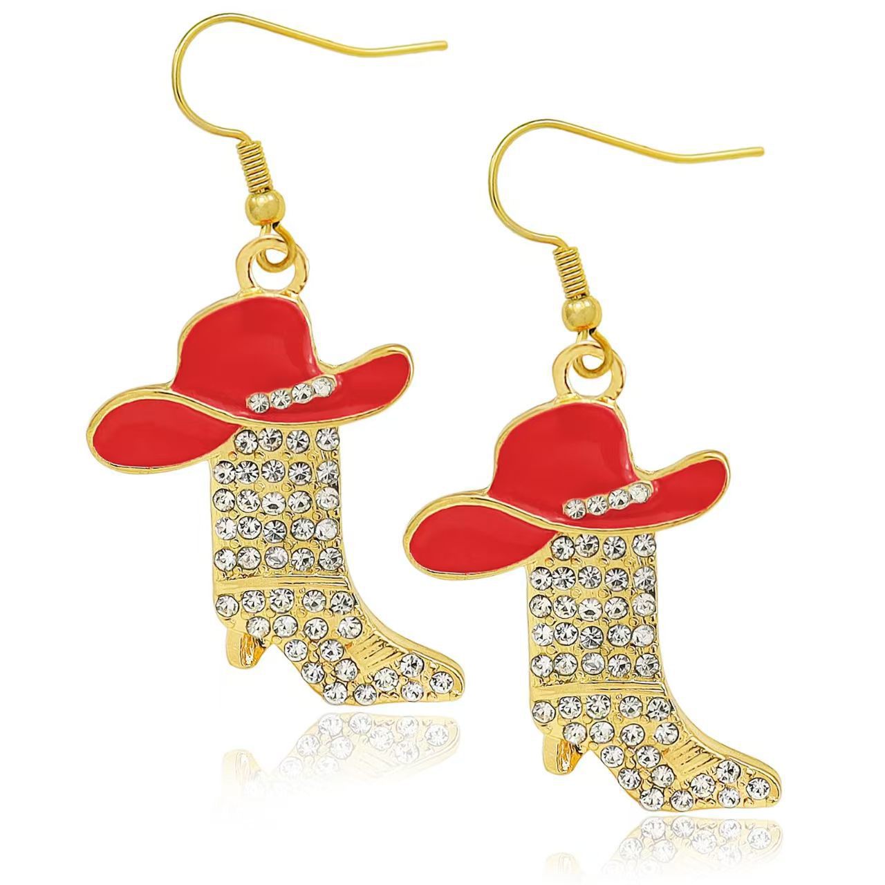 Wholesale Alloy Electroplated Blue Rhinestone Western Boot Drop Earrings For Women Stylish Party Accessory