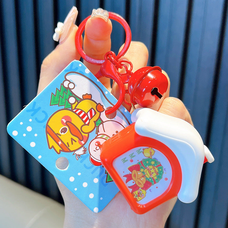 Wholesale Christmas Series Little Yellow Duck Sound Music House Luminous Night Light Keychain