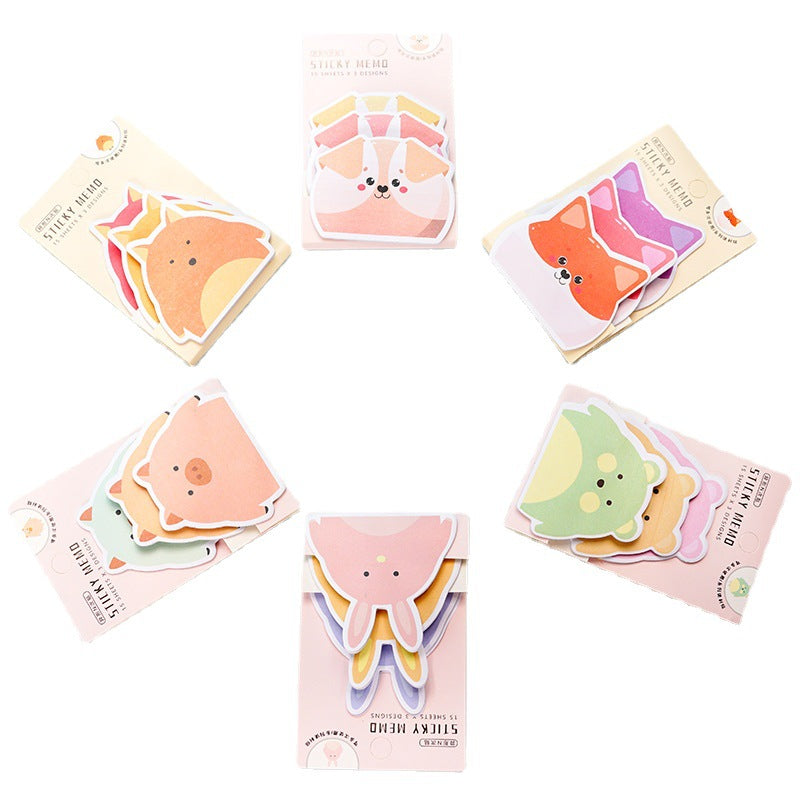 Wholesale 2pcs Cute Cartoon Sticky Notes 3 Books Animal Stacking Set