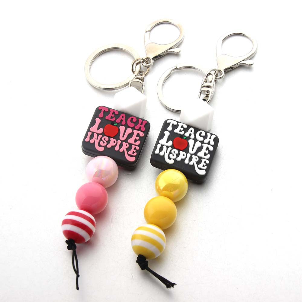 Wholesale Cartoon Silicone Beads Acrylic Beads Teacher Keychain