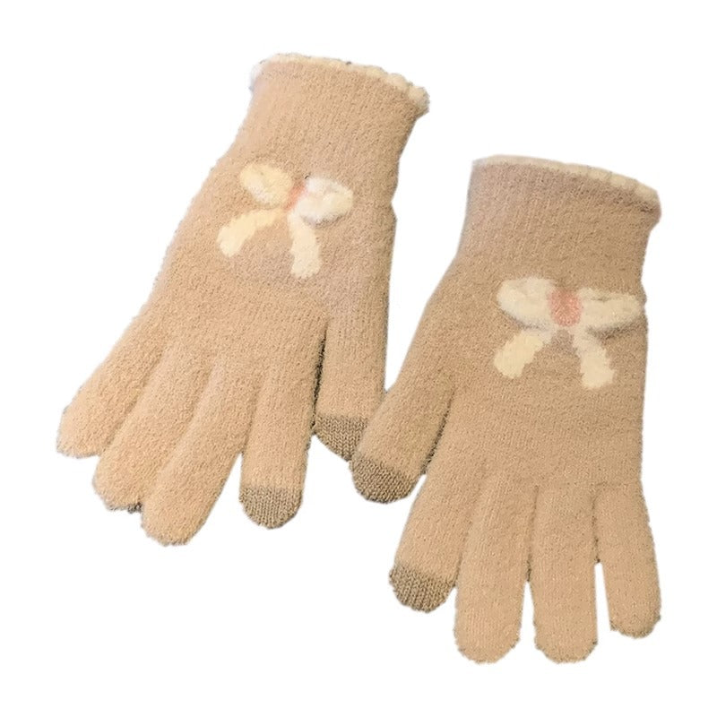 Wholesale Touch Screen Knitted Warm Bow Gloves