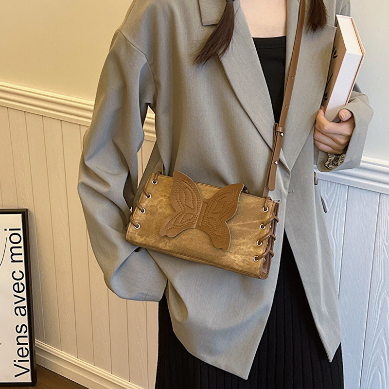 Wholesale Autumn and Winter Retro Butterfly PU Shoulder Bag Crossbody Bag