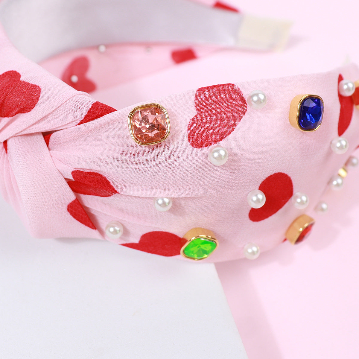 Wholesale Valentine's Day love Color Diamond color knotted pick heart headband