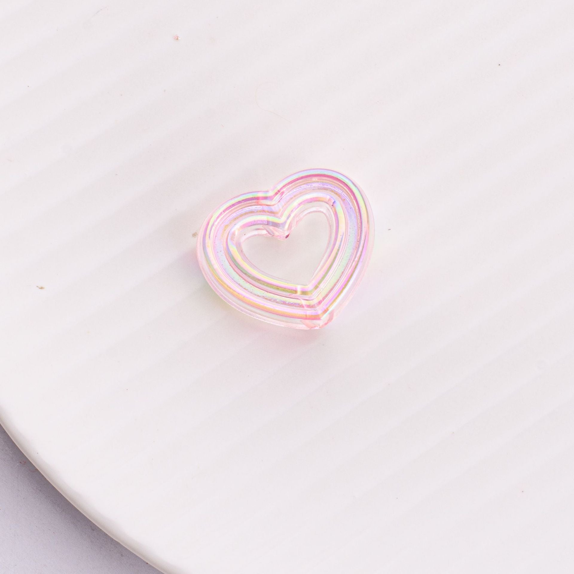 Wholesale 10PCS Transparent Love Acrylic Straight Hole Vertical Hole Peach Heart Ring