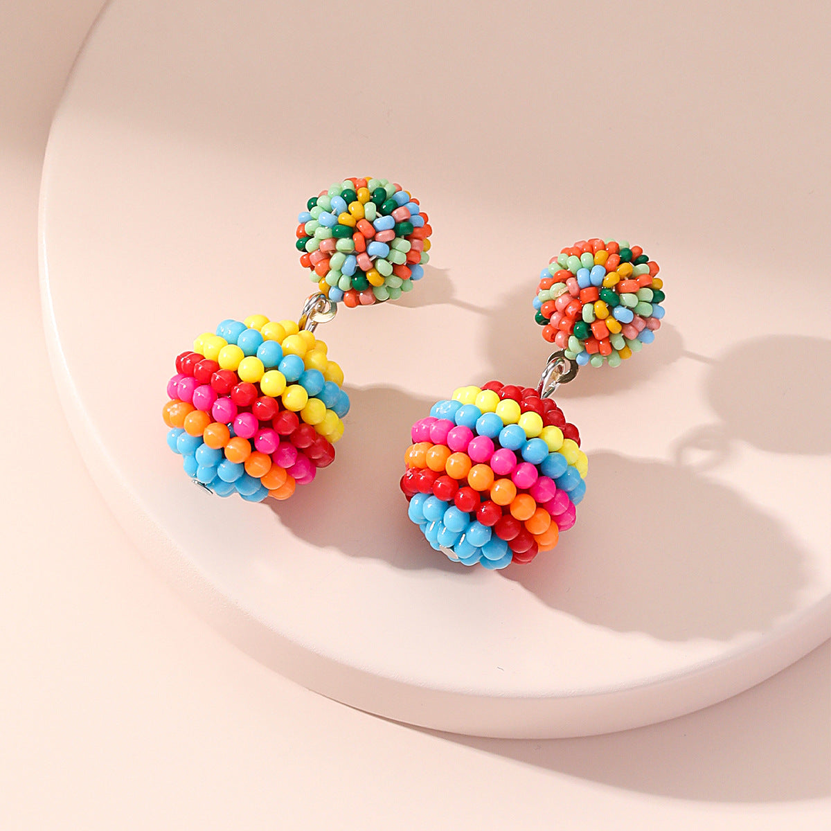 Wholesale of New Ball Small Fresh Colored Resin Earrings