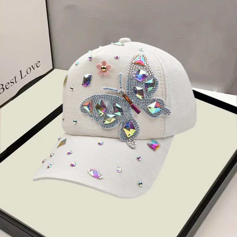 Wholesale Versatile Rhinestone Butterfly Sunscreen Baseball Cap