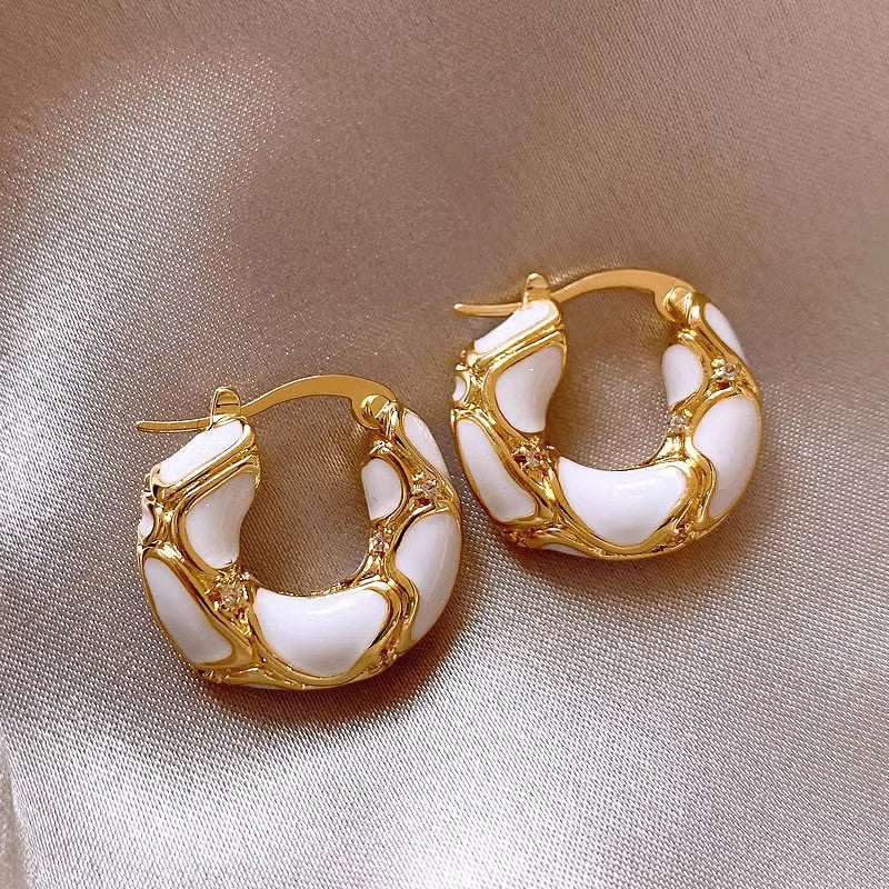 Wholesale Geometric Round Zircon Earrings For Women Stylish Electroplated Ear Studs For Party And Everyday Wear Gift