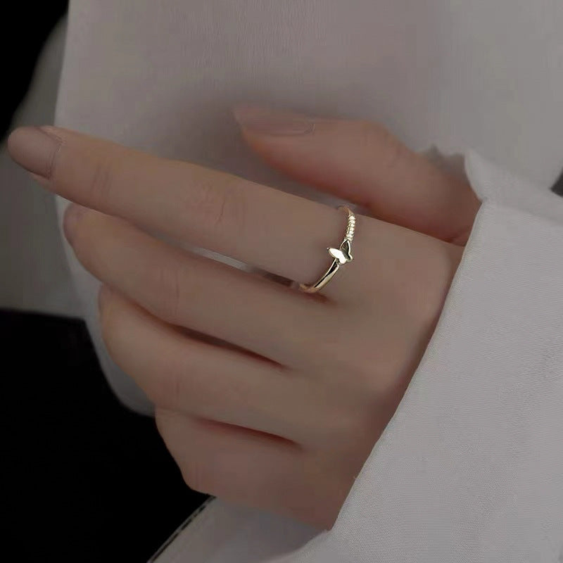 Wholesale Sterling Silver Gold Plated Small Butterfly Ring