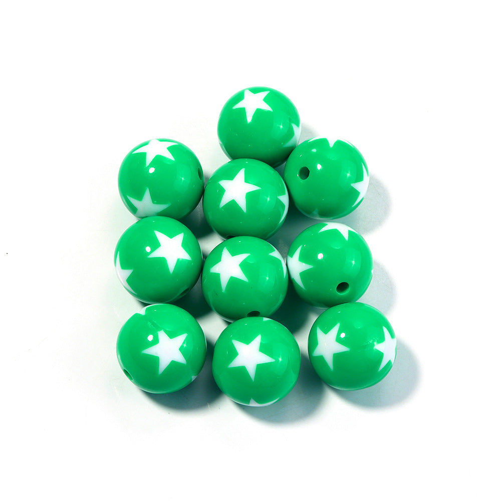 Wholesale 20pcs Painted double-sided heart-shaped pentagram Acrylic Beads