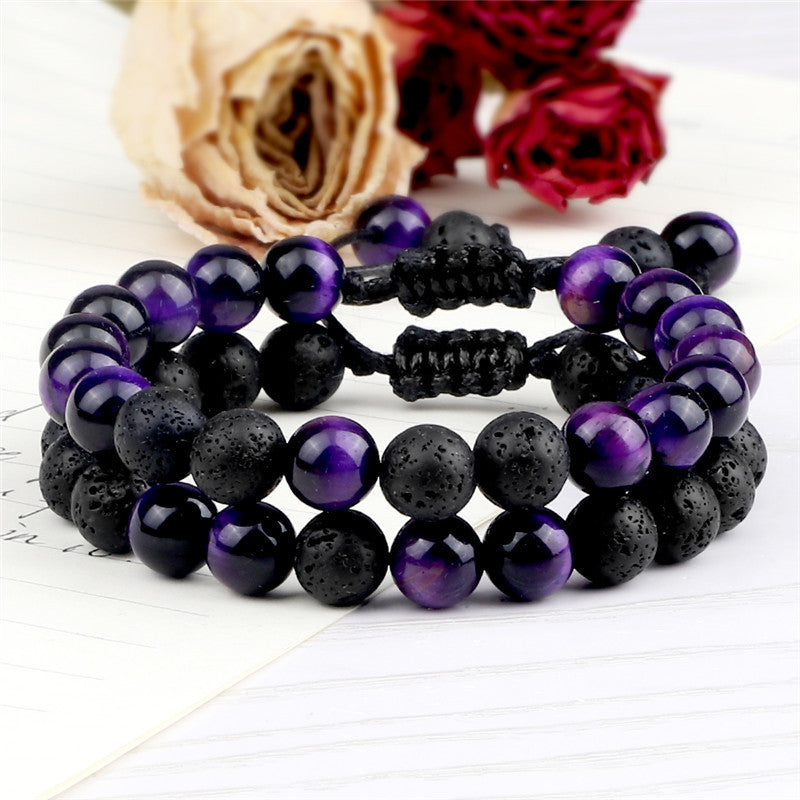 Brazalete trenzado de tigre de color volcánico de lava de lava al por mayor