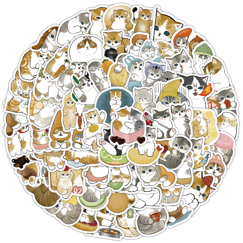 Wholesale 100 Cartoon Cute Kittens and Puppies Waterproof Vinyl Stickers