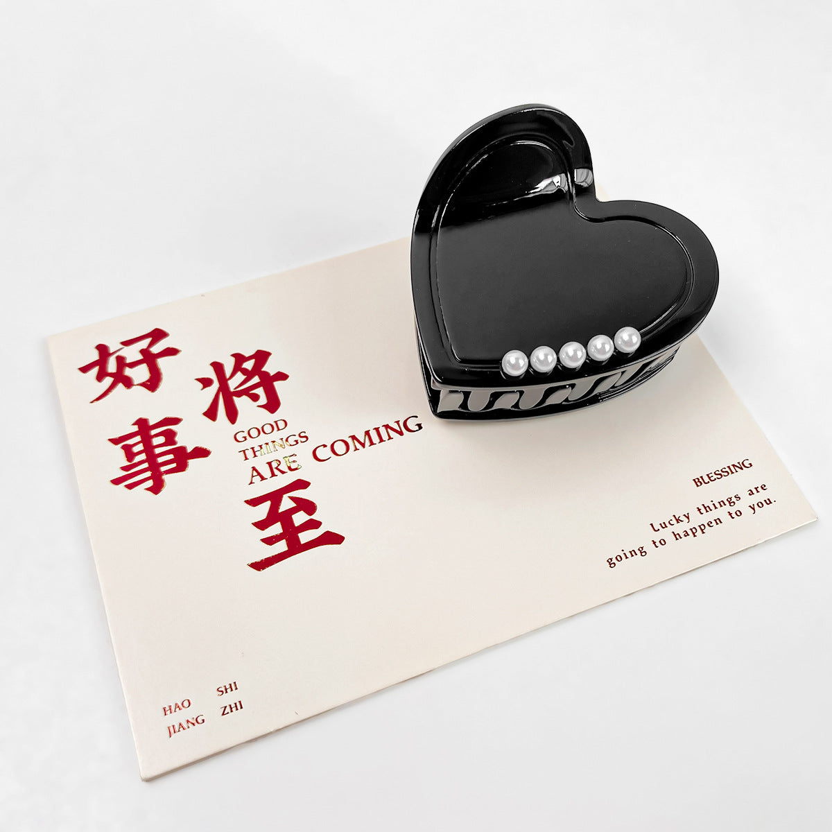 Wholesale Acrylic Diamond Studded Pearl Heart Hair Clips