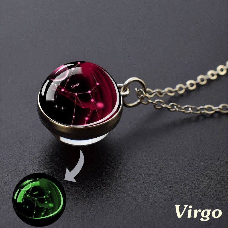 Wholesale Luminous Zodiac Starry Sky Glass Ball Necklace