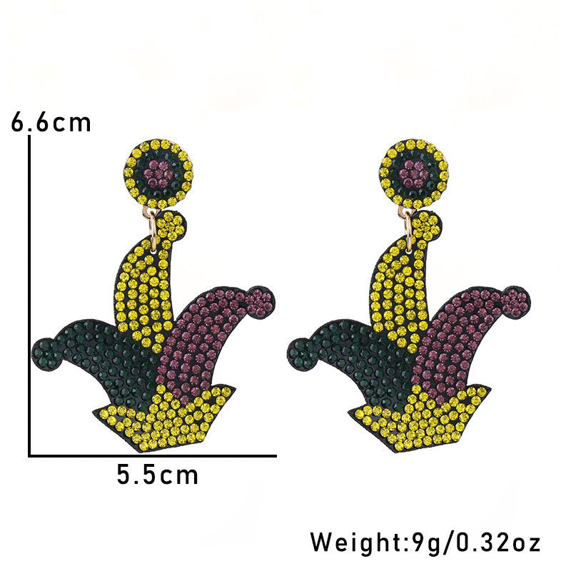 Wholesale Music Carnival Earrings Super Flash Set Rhinestone Exaggerated Hand Earrings