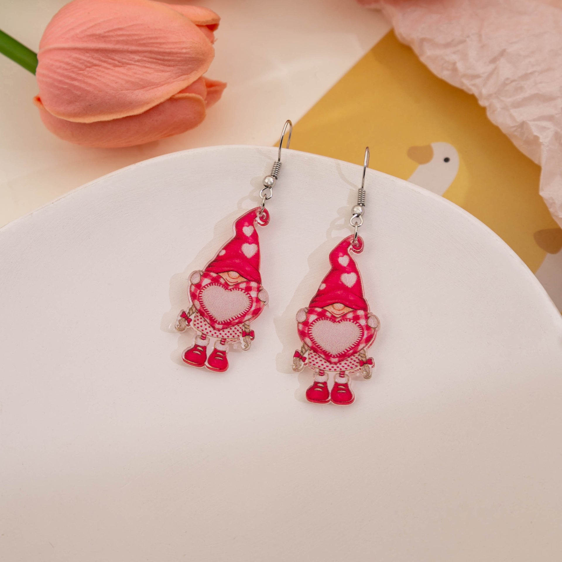 Wholesale Valentine's Day Love Gnome Flamingo LOVE Acrylic Earrings