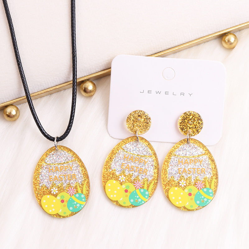 Wholesale Easter Egg Floral Rabbit Acrylic Earrings