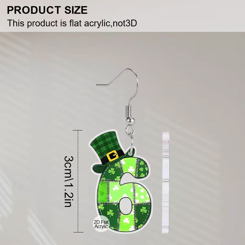 Wholesale St.  Patrick' s Day Magic Hat Digital Earrings Acrylic Earrings