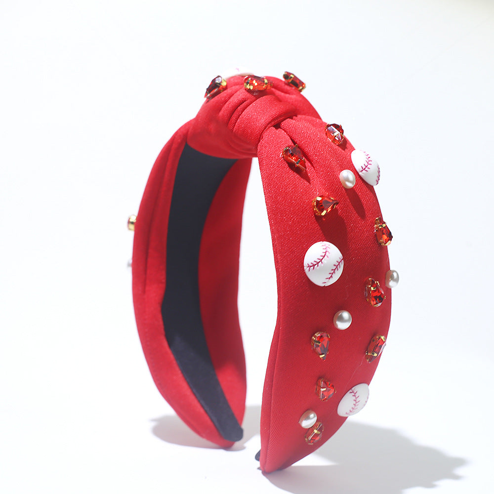 Wholesale Diamond-encrusted Baseball Wide-brimmed Fabric Headband