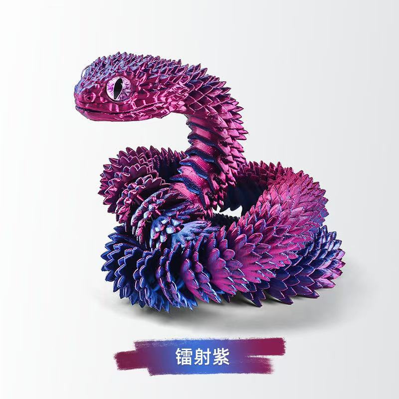 Wholesale 3D printed viper figurine with movable snake joints,  simulated animal luminous model