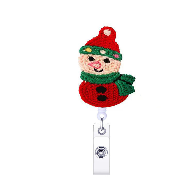 Wholesale Christmas Knitted Woolen Embroidery Telescopic Easy Pull Chain Keychain