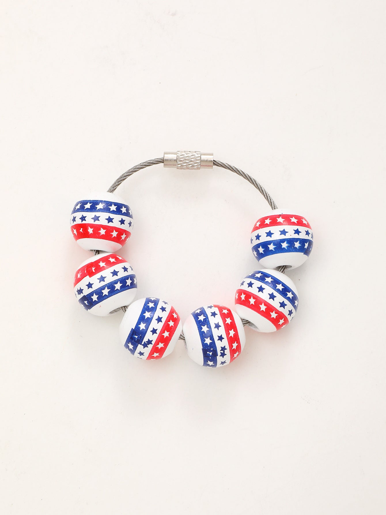 Wholesale American Independence Day Ball Series Wooden Beaded Keychain Decoration
