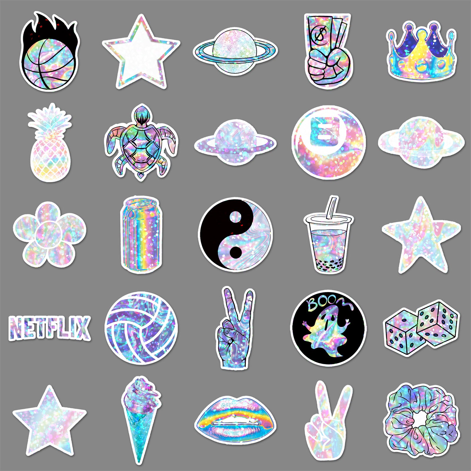 Wholesale 50pcs/pack laser glitter stickers