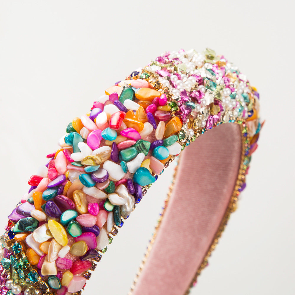 Wholesale wide-brimmed high skull color matching headband