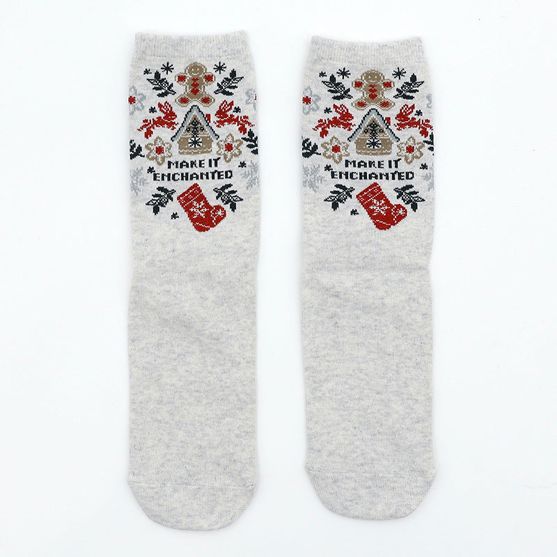 Wholesale Christmas Couple Middle-tube Cotton Socks