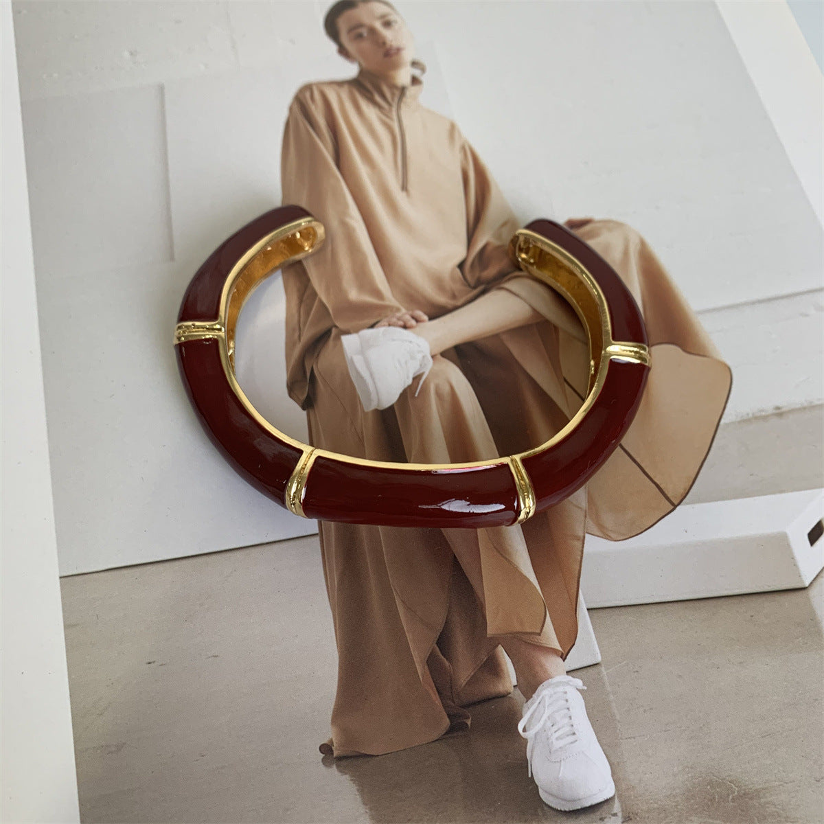 Wholesale Vintage enamel oil drip irregular wave open bracelet