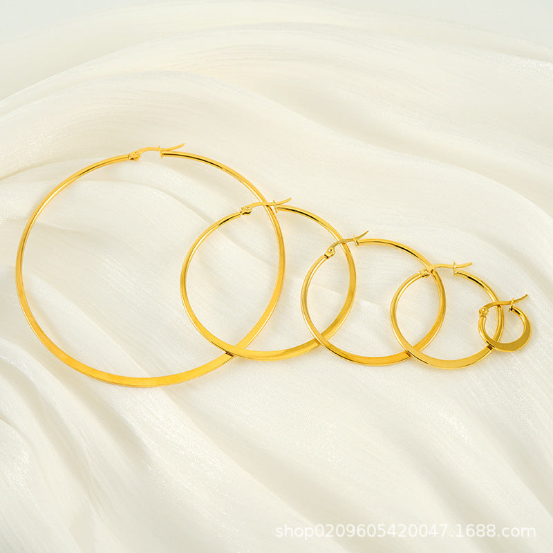 Wholesale Stainless steel large hoop earrings simple ring earrings