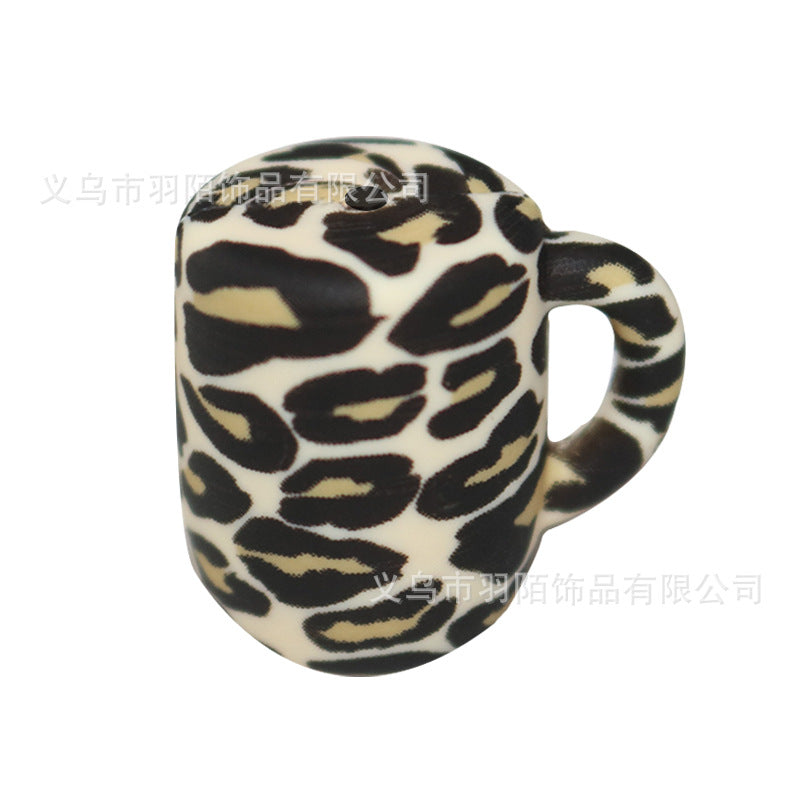 Wholesale 10PCS Leopard Print Water Cup Silicone Beads