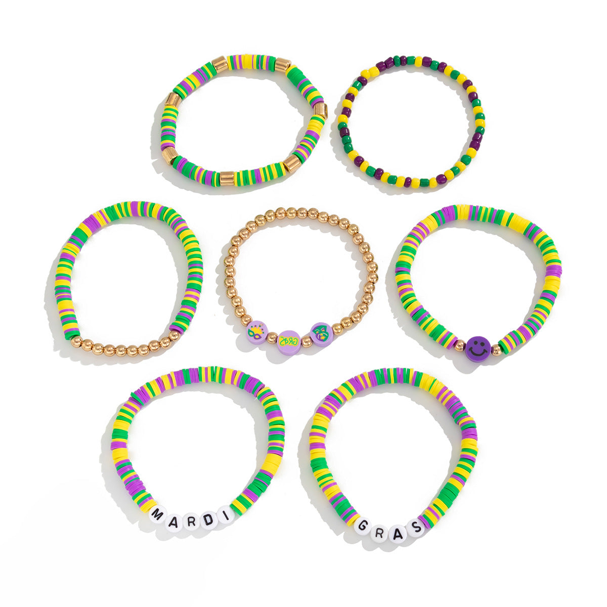 Wholesale Carnival Soft Ceramic Letter suit Bracelet Stacked with Acrylic Beaded Bracelet Personalized Hand Jewelry