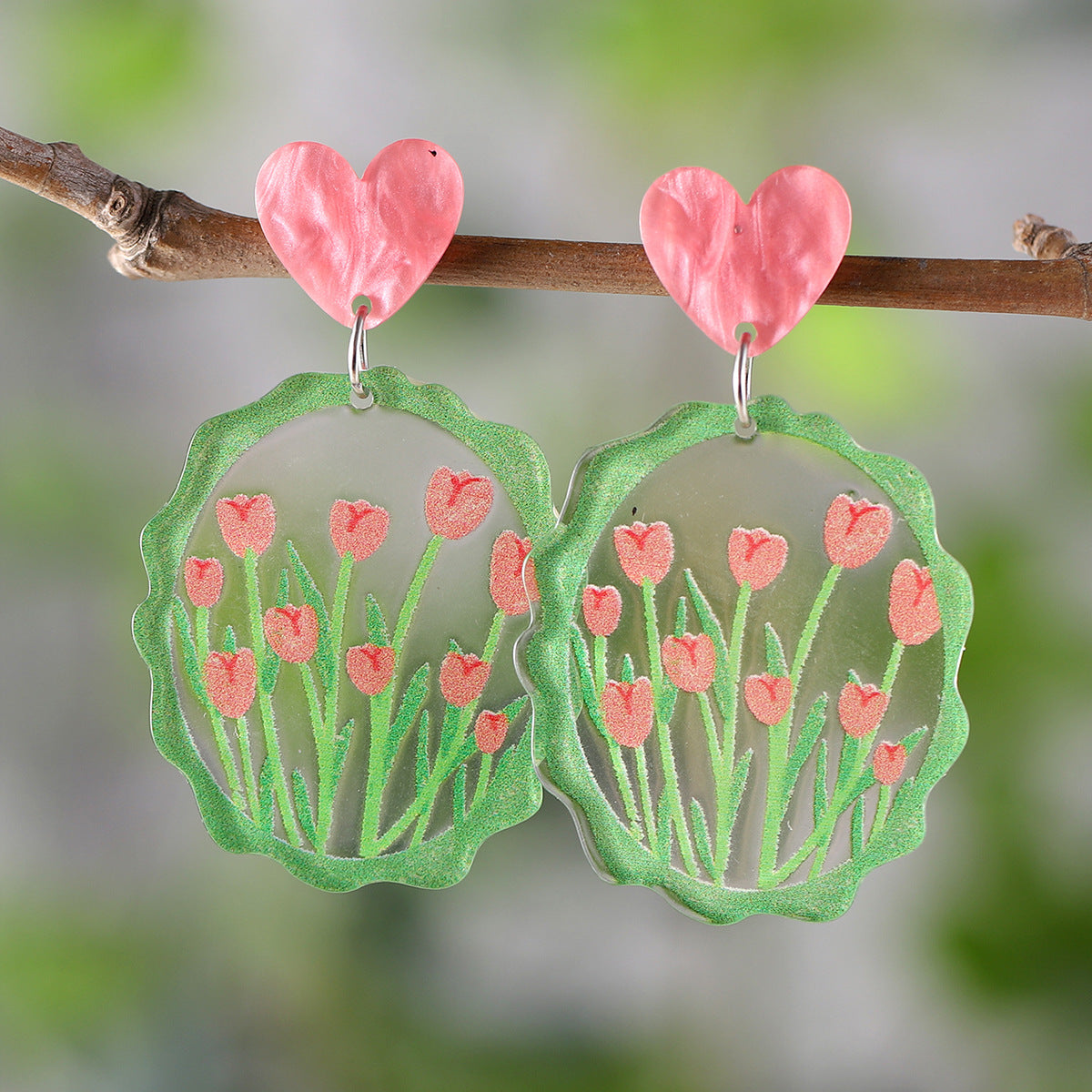 Wholesale Spring and summer flower leaf pendant earrings acrylic earrings