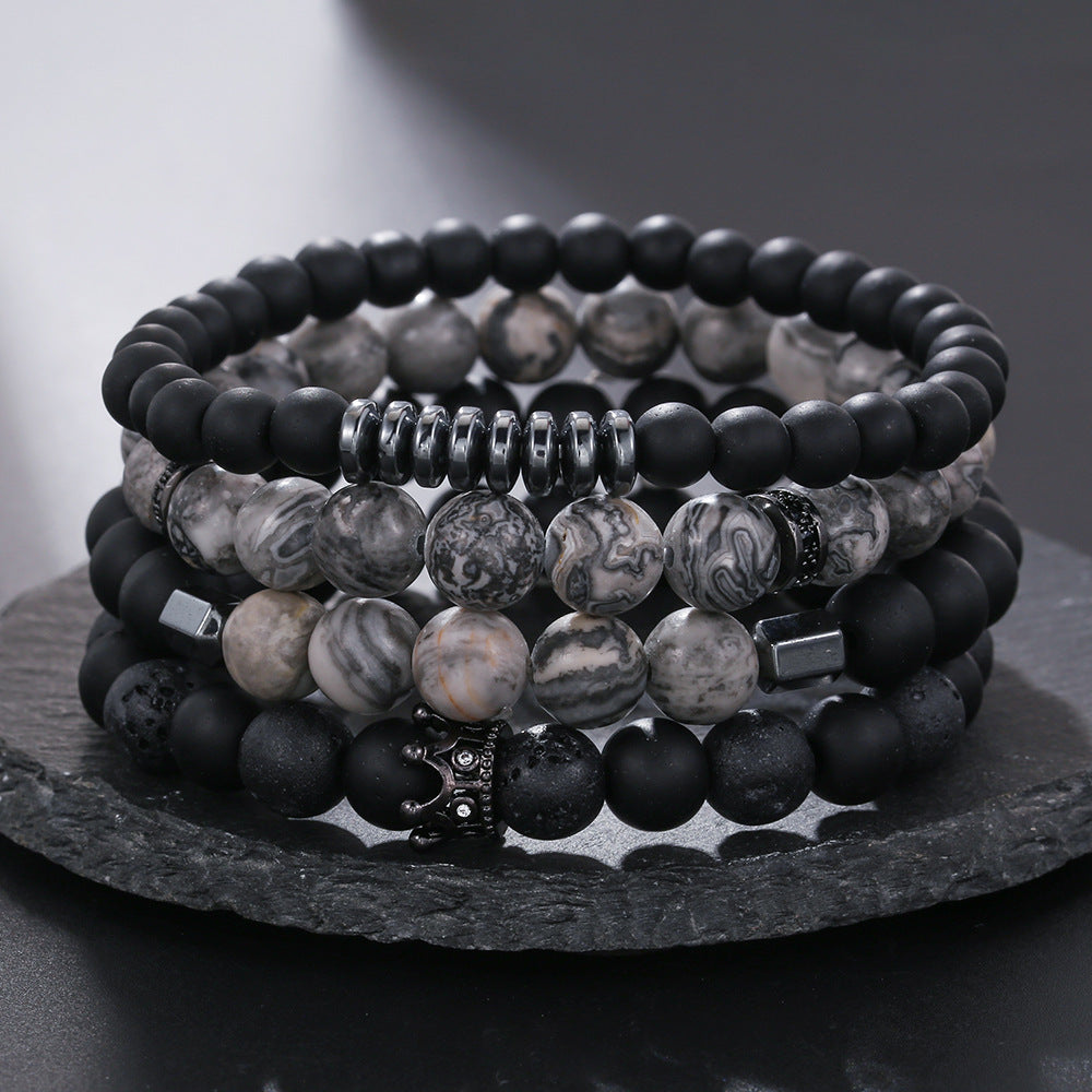 Wholesale black frosted wear copper with zirconium diamond ball flying saucer long bracelet set