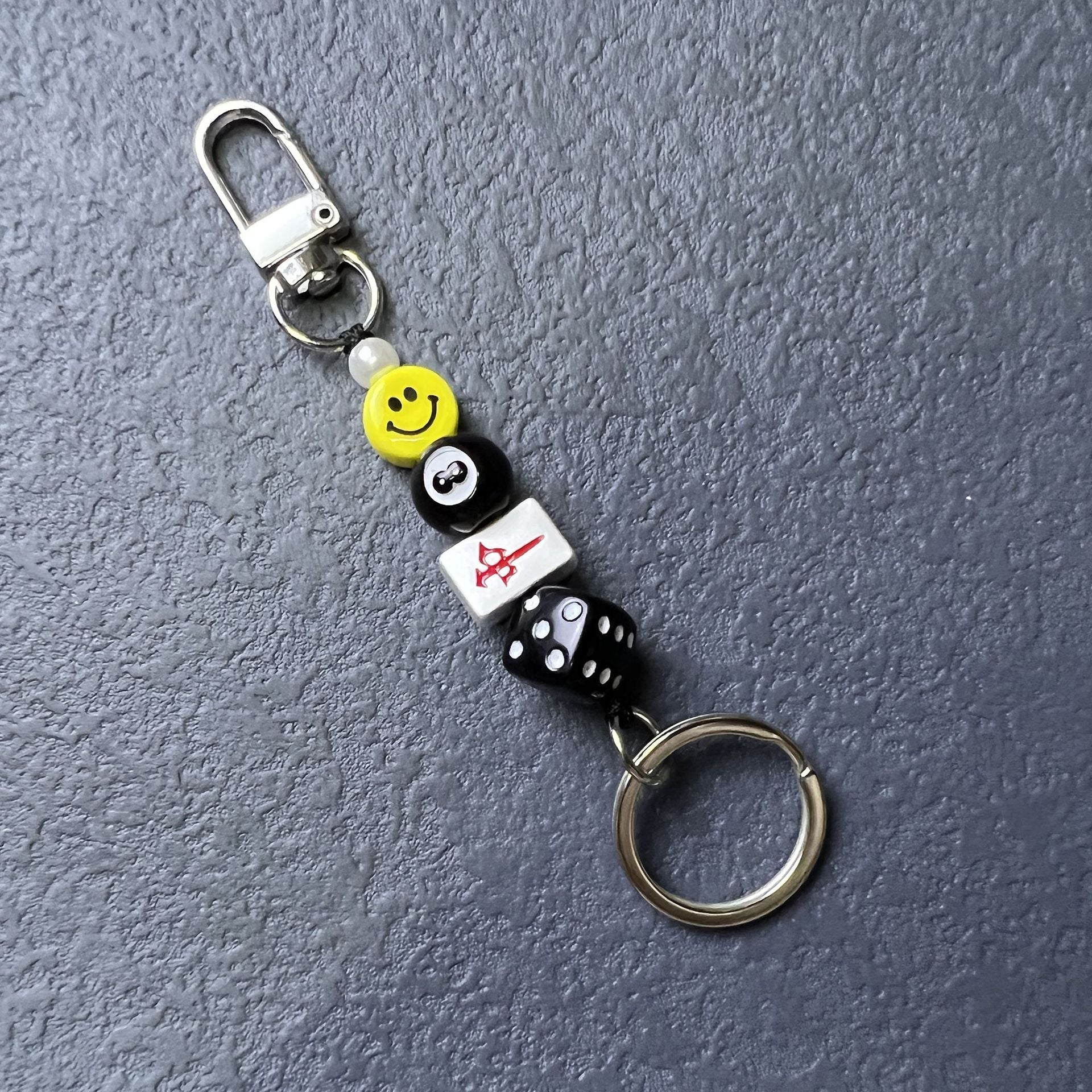 Wholesale Smiley Face Dice Number Personalized Keychain